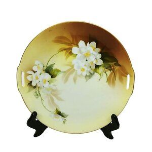 Vtg RS Germany Floral Porcelain Plate  Decorative 9.75" with Gold Rim & Handles